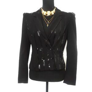 Black Sequined Structured Shoulder Blazer Goth Lady Gaga
